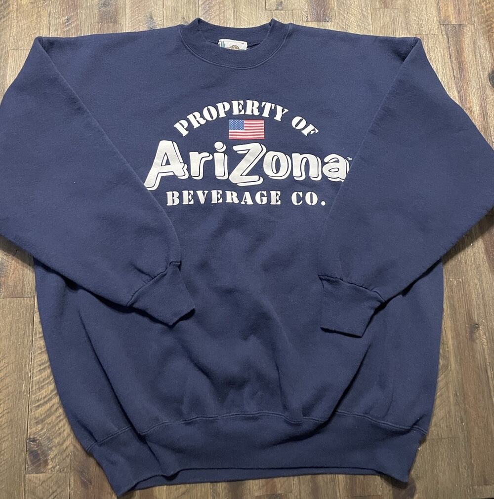 Vintage Arizona Iced Tea Beverage Co Crew Neck Sweatshirt (2XL) Navy Made USA